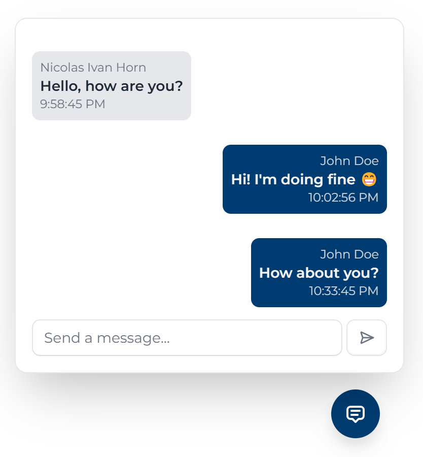 Floating chat popover with unread message indicator