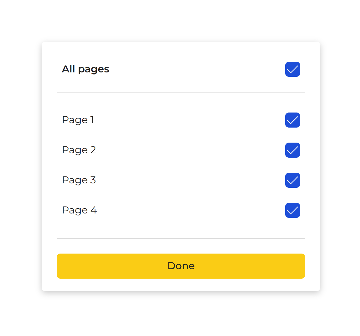 All pages selected state